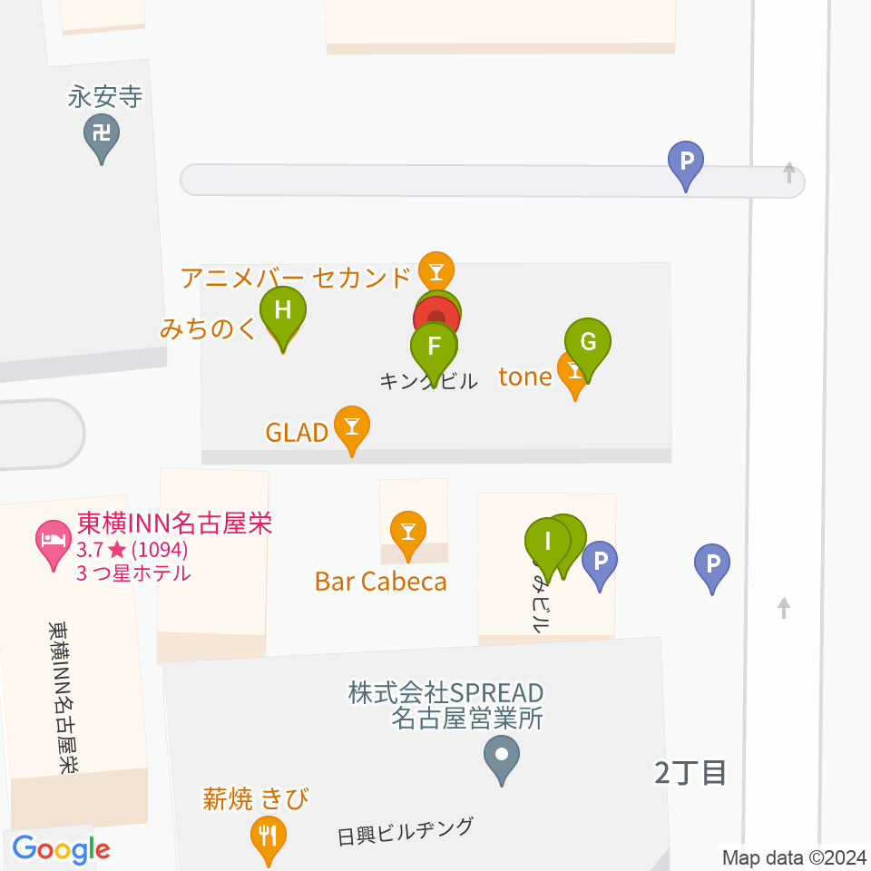 新栄DAYTRIVE周辺のファミレス・ファーストフード一覧地図