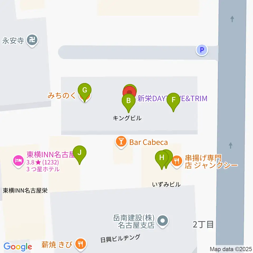新栄DAYTRIVE周辺のファミレス・ファーストフード一覧地図