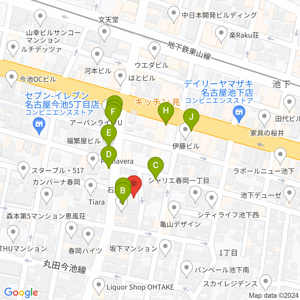 Art＆MusicSpace 源周辺のファミレス・ファーストフード一覧地図