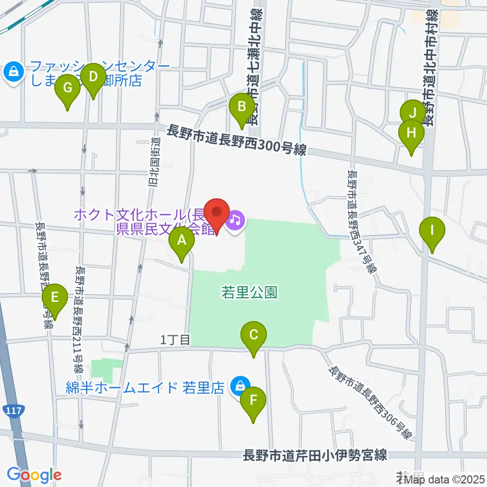 ホクト文化ホール周辺のファミレス・ファーストフード一覧地図