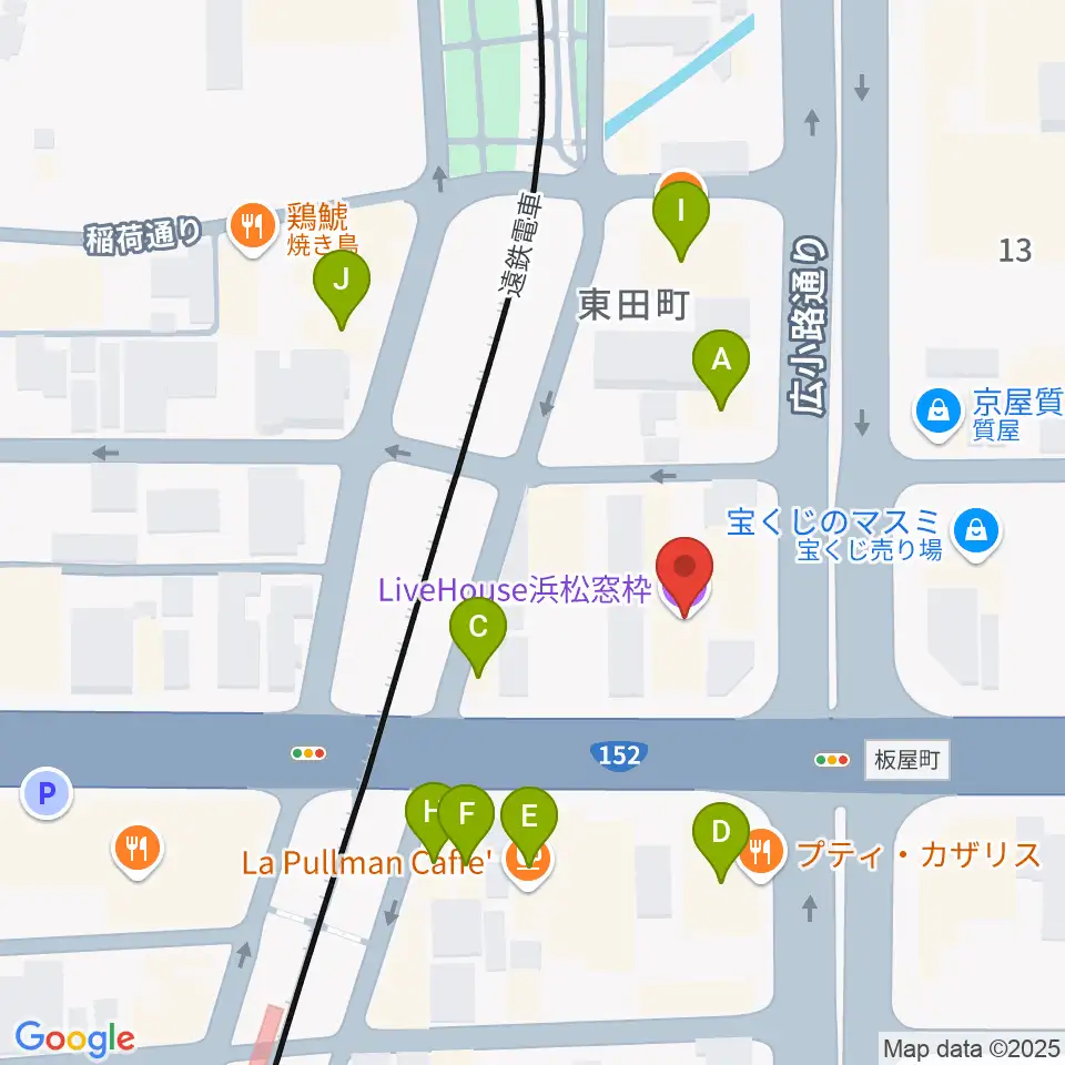 浜松窓枠周辺のファミレス・ファーストフード一覧地図