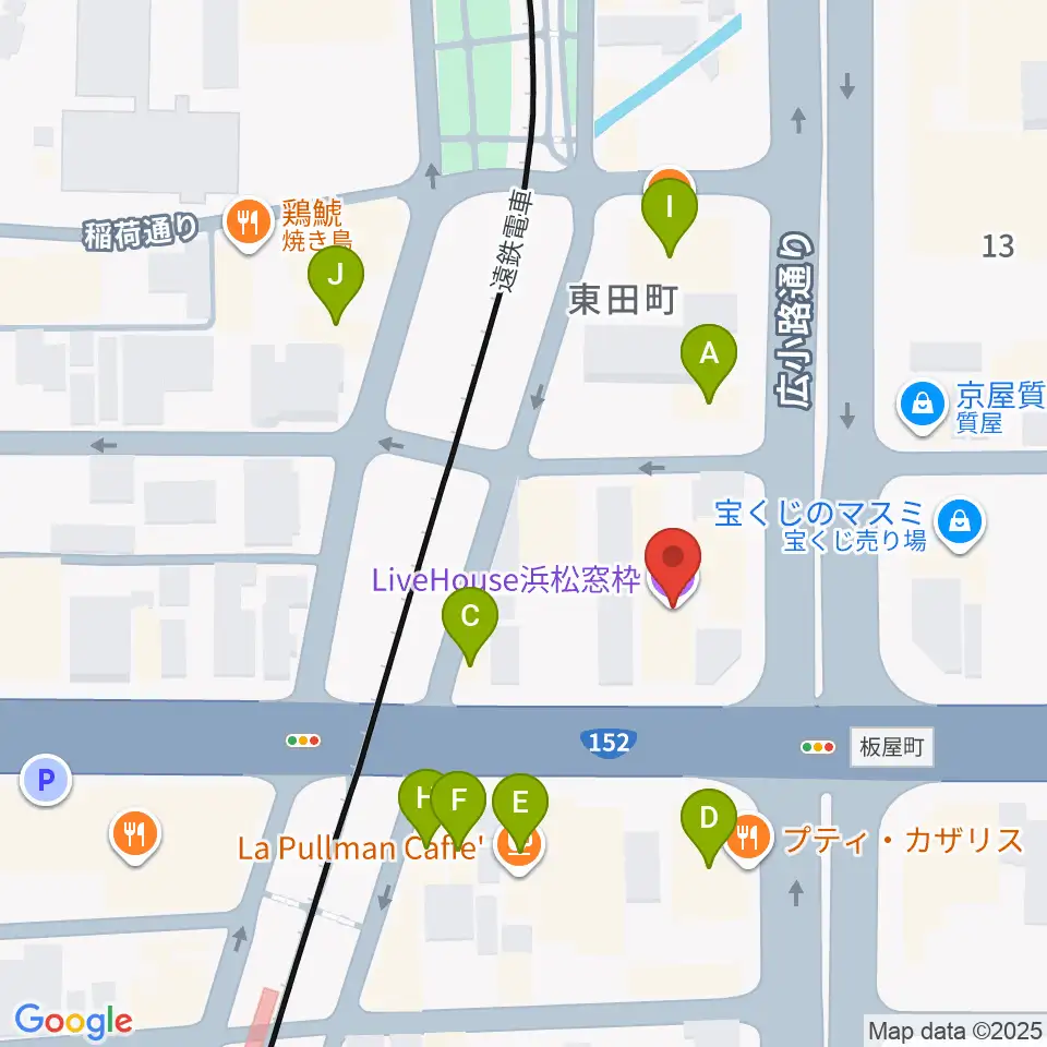 浜松窓枠周辺のファミレス・ファーストフード一覧地図