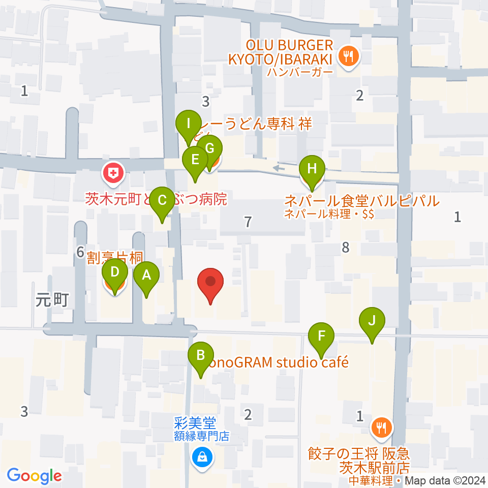 セブンステップミュージック周辺のファミレス・ファーストフード一覧地図