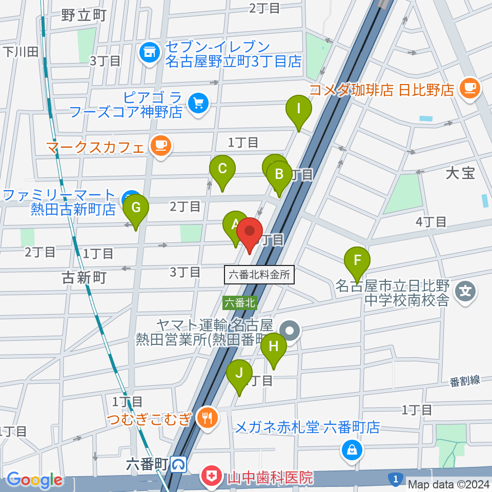 ミュージックサルーン・アーデン周辺のファミレス・ファーストフード一覧地図