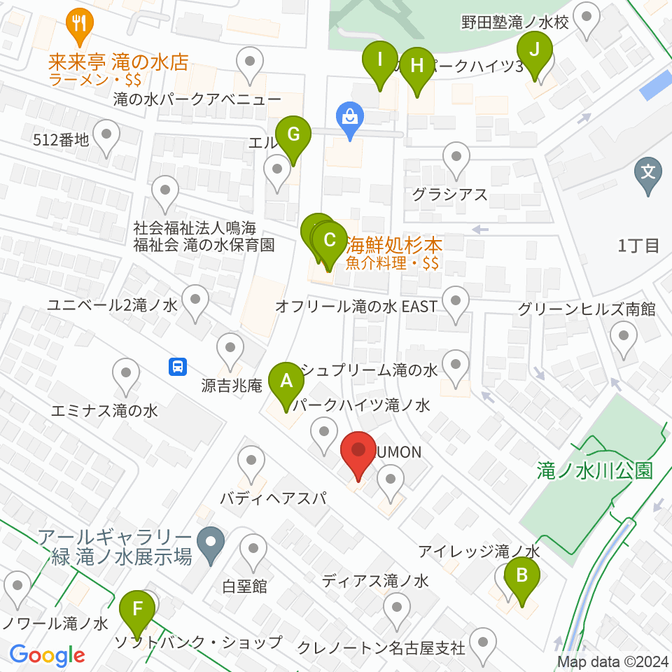 アランプーサン周辺のファミレス・ファーストフード一覧地図