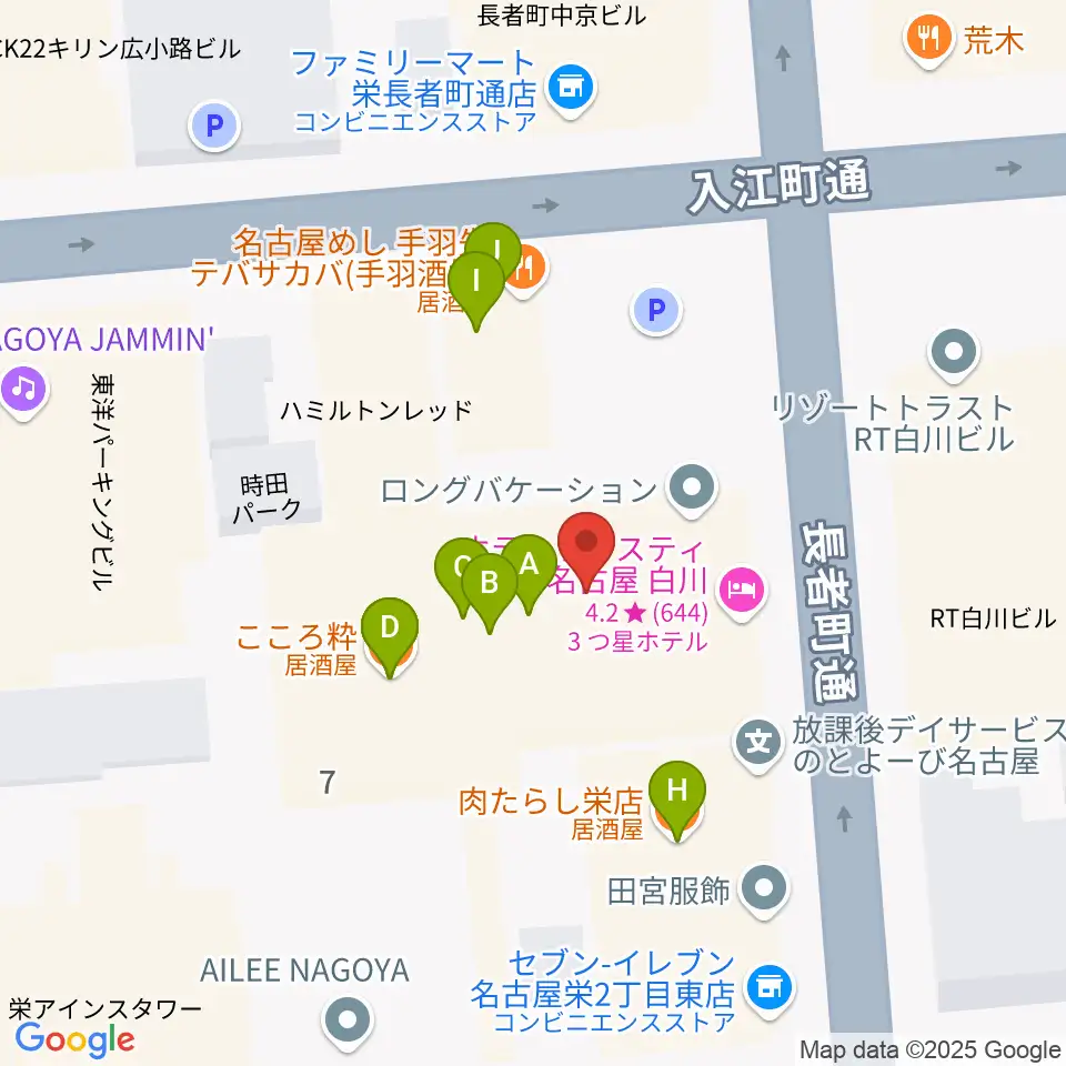 名古屋R&B Melrose周辺のファミレス・ファーストフード一覧地図