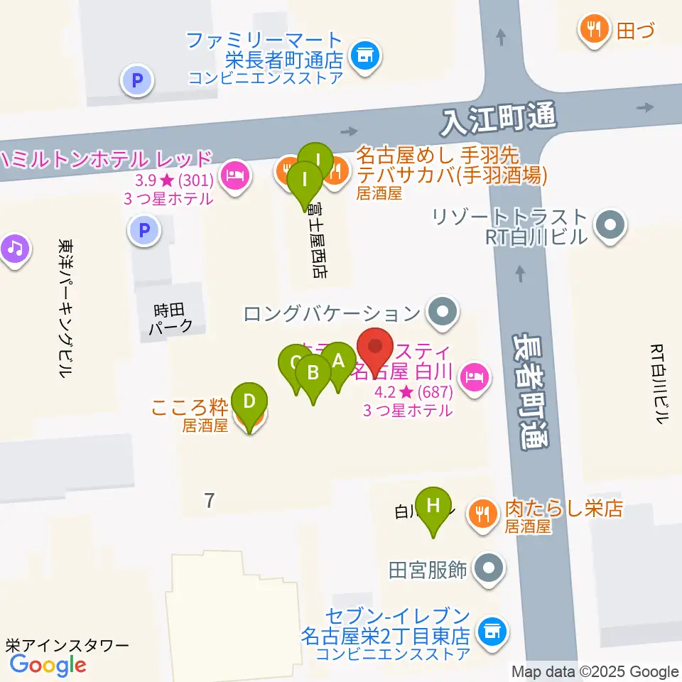 名古屋R&B Melrose周辺のファミレス・ファーストフード一覧地図