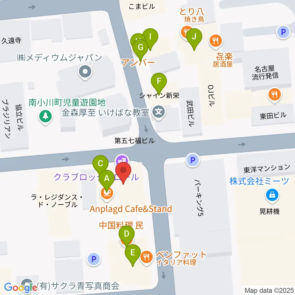 新栄クラブロックンロール周辺のファミレス・ファーストフード一覧地図