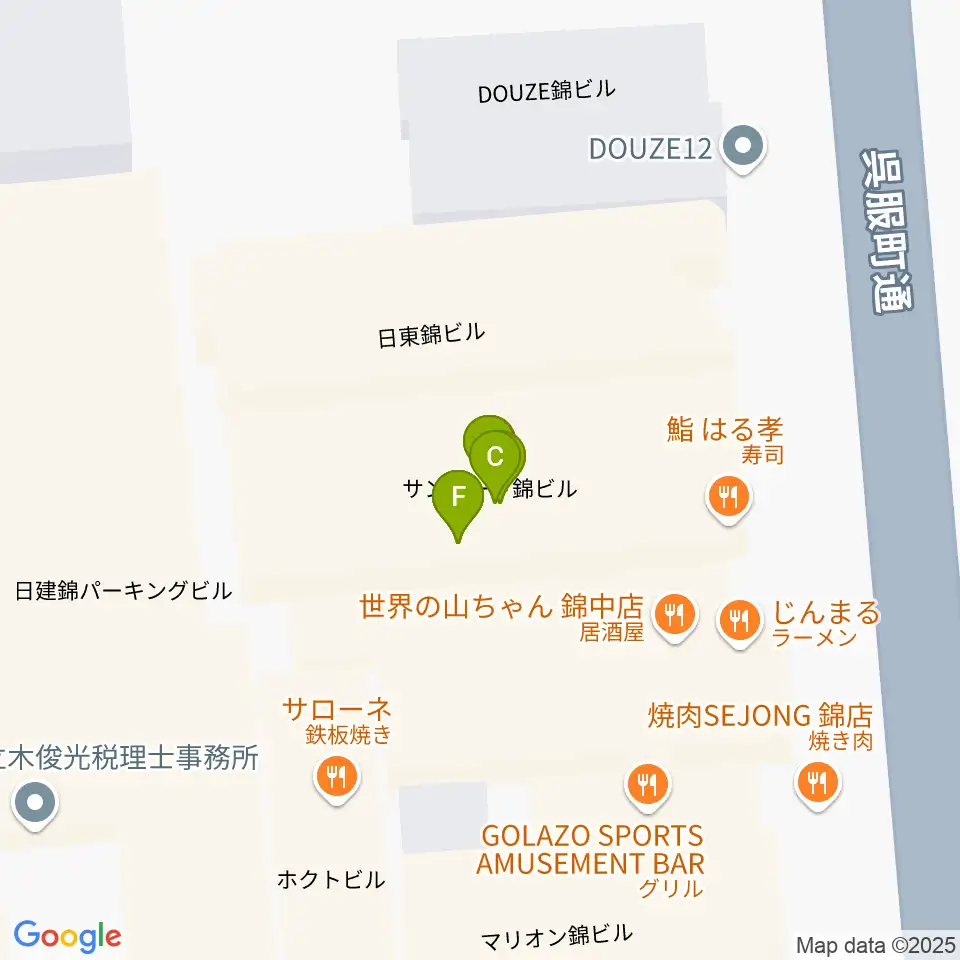名古屋栄マイルス周辺のファミレス・ファーストフード一覧地図
