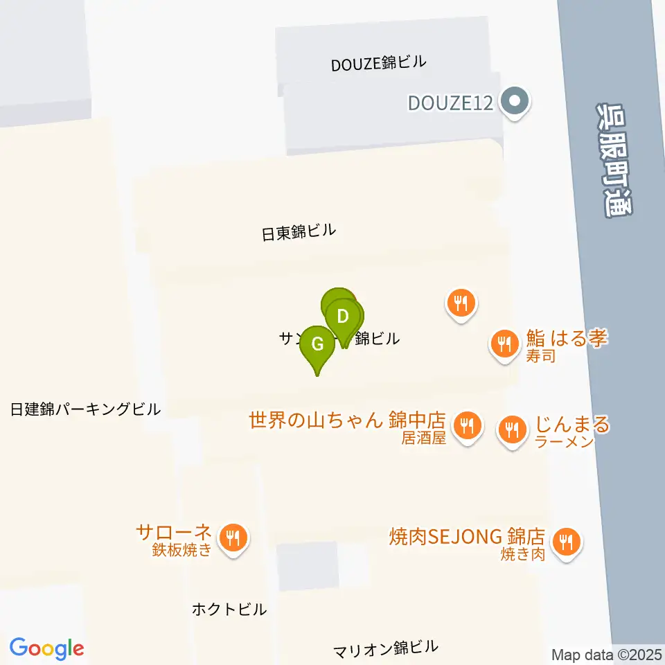 名古屋栄マイルス周辺のファミレス・ファーストフード一覧地図