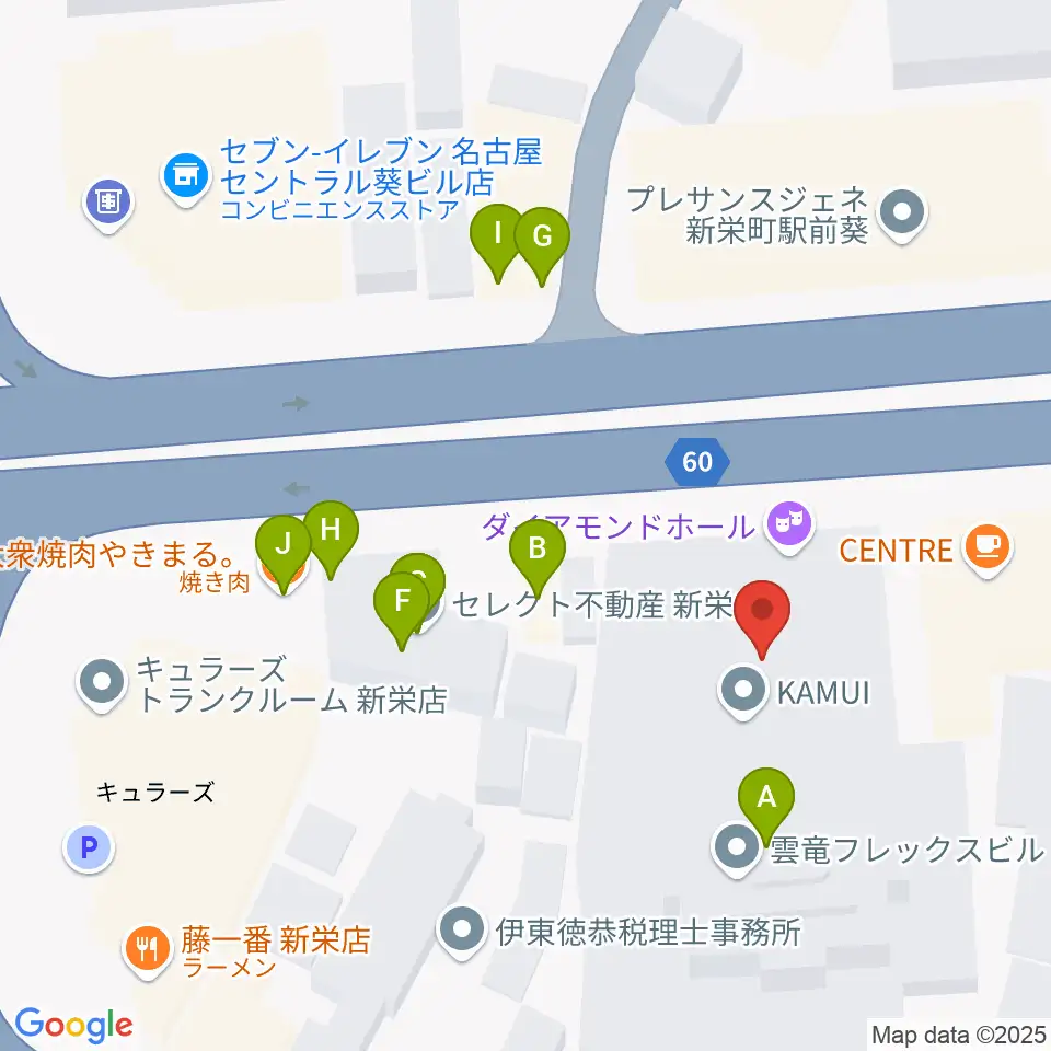 名古屋CLUB MAGO周辺のファミレス・ファーストフード一覧地図