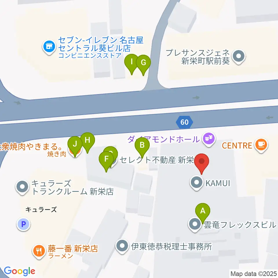 名古屋CLUB MAGO周辺のファミレス・ファーストフード一覧地図