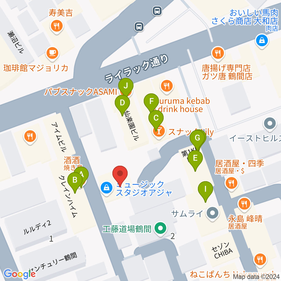 鶴間スタジオアジャ周辺のファミレス・ファーストフード一覧地図