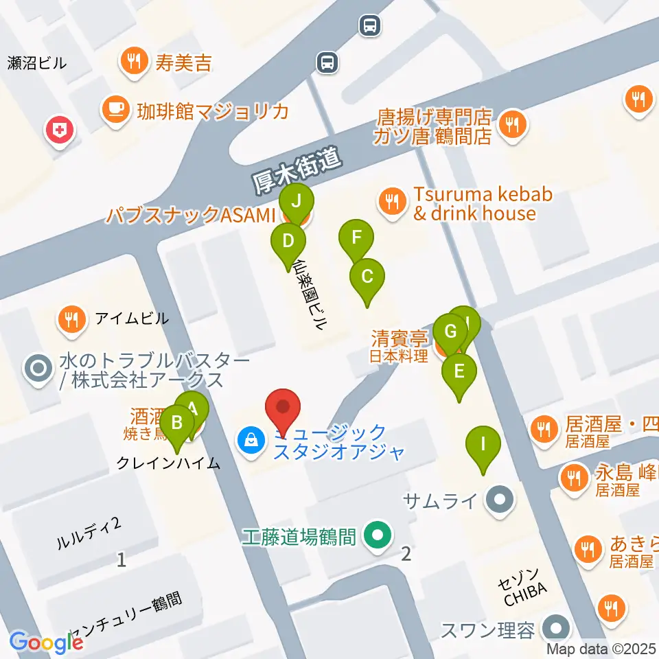 鶴間スタジオアジャ周辺のファミレス・ファーストフード一覧地図
