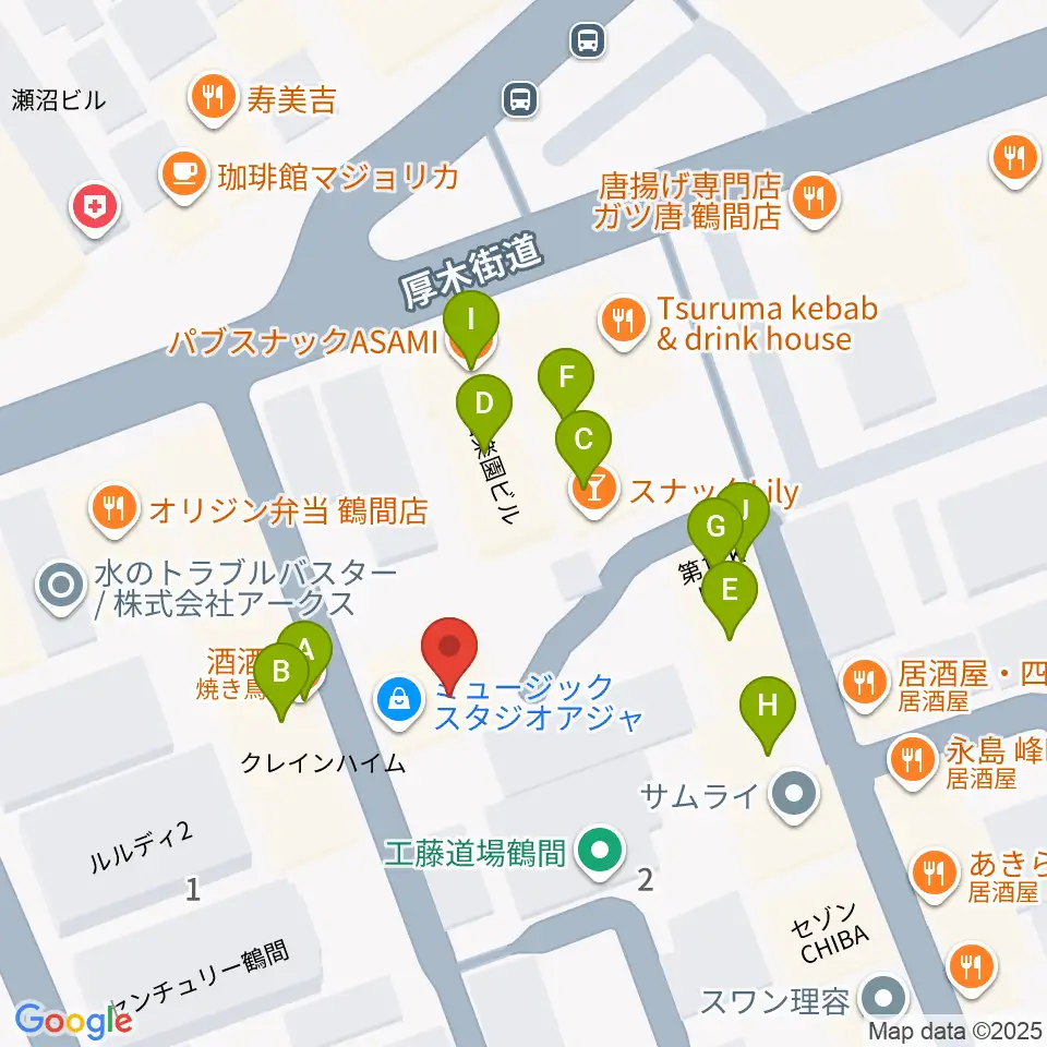 鶴間スタジオアジャ周辺のファミレス・ファーストフード一覧地図