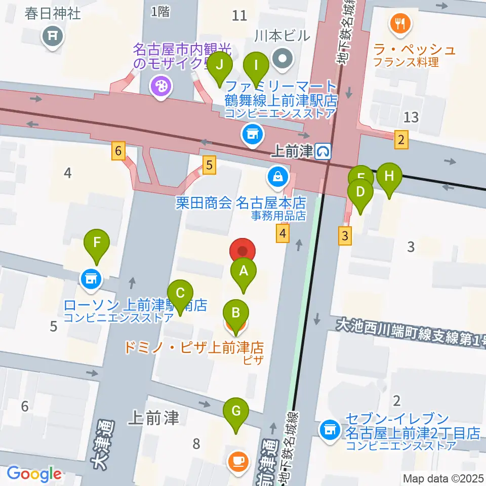 上前津Club Zion周辺のファミレス・ファーストフード一覧地図