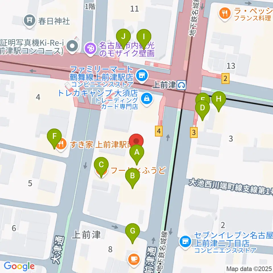 上前津Club Zion周辺のファミレス・ファーストフード一覧地図