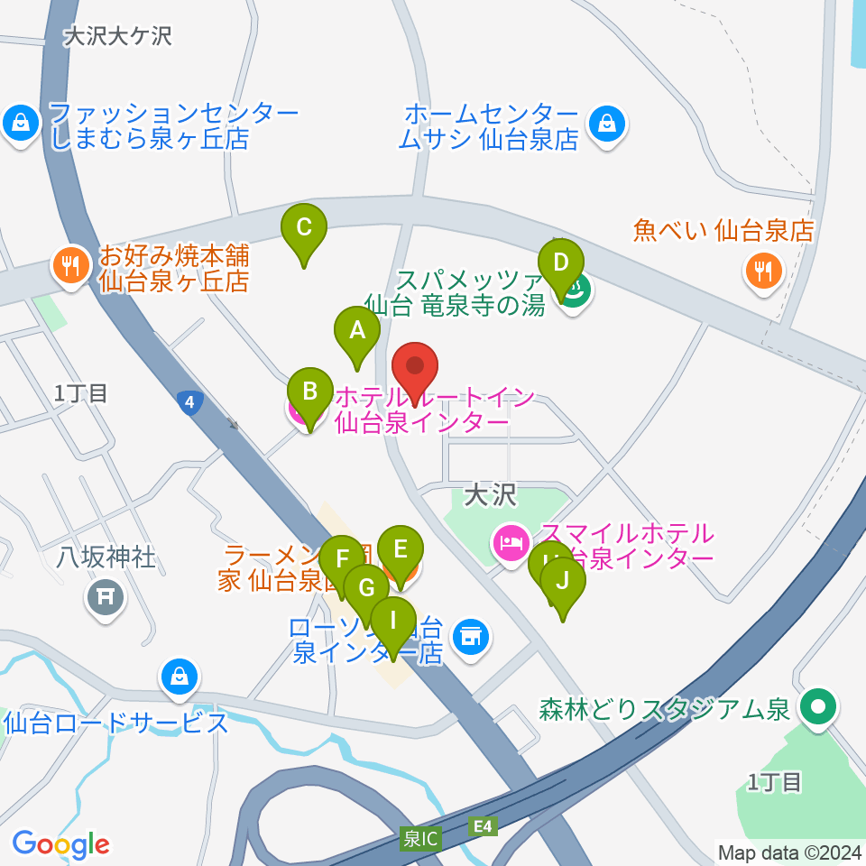 ミュージックサロンP+Luck（プラック）周辺のファミレス・ファーストフード一覧地図