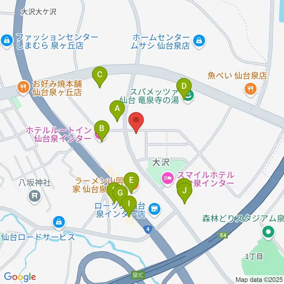 ミュージックサロンプラック周辺のファミレス・ファーストフード一覧地図