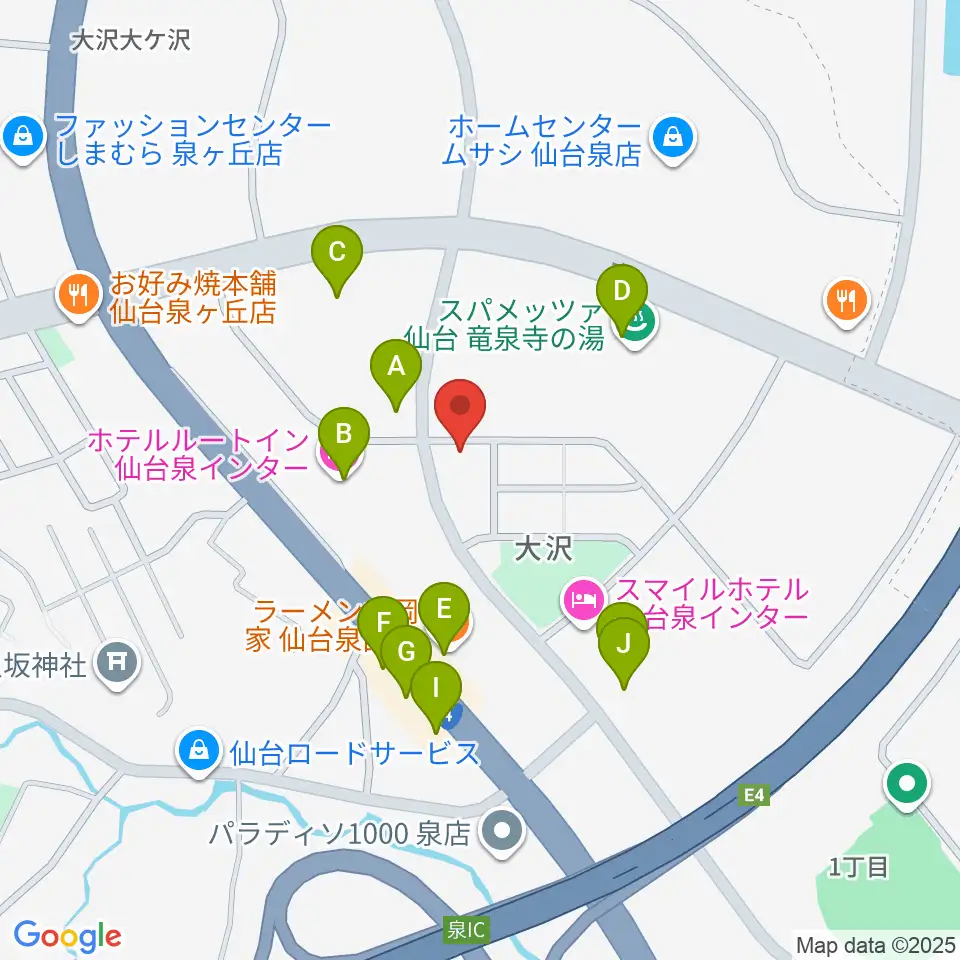ミュージックサロンプラック周辺のファミレス・ファーストフード一覧地図