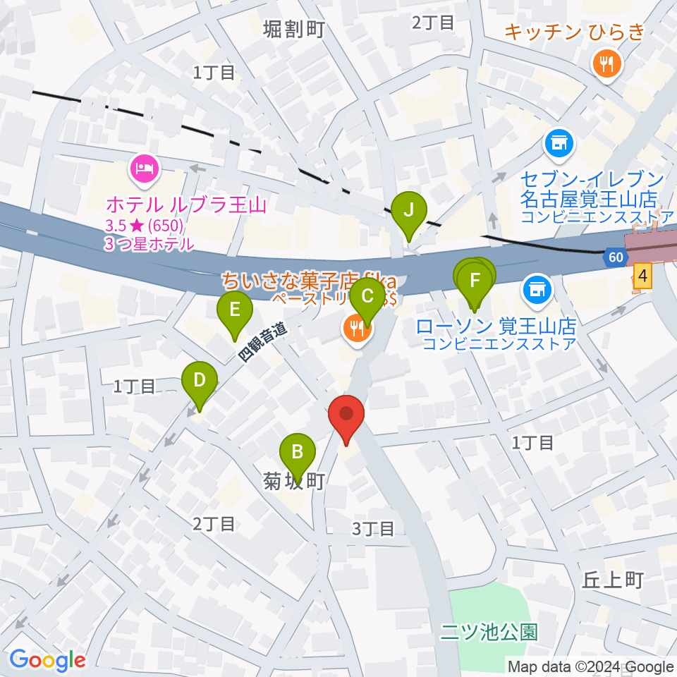 名古屋スターアイズ周辺のファミレス・ファーストフード一覧地図