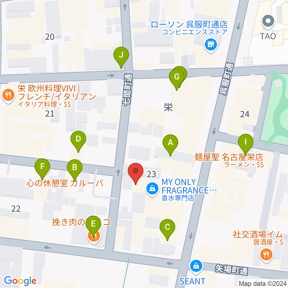 名古屋HOLIDAY NEXT周辺のファミレス・ファーストフード一覧地図