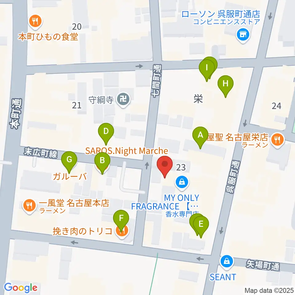 名古屋HOLIDAY NEXT周辺のファミレス・ファーストフード一覧地図
