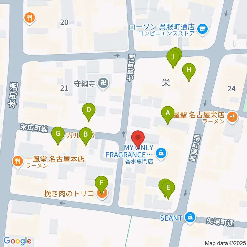 名古屋HOLIDAY NEXT周辺のファミレス・ファーストフード一覧地図