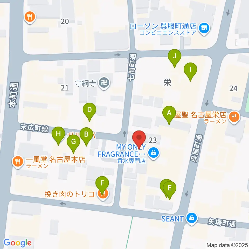 名古屋HOLIDAY NEXT周辺のファミレス・ファーストフード一覧地図