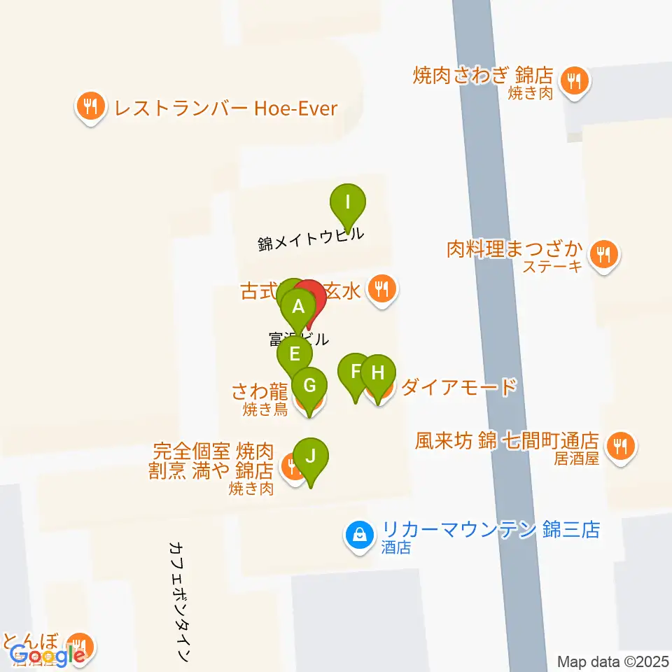 SoundBar JAP周辺のファミレス・ファーストフード一覧地図