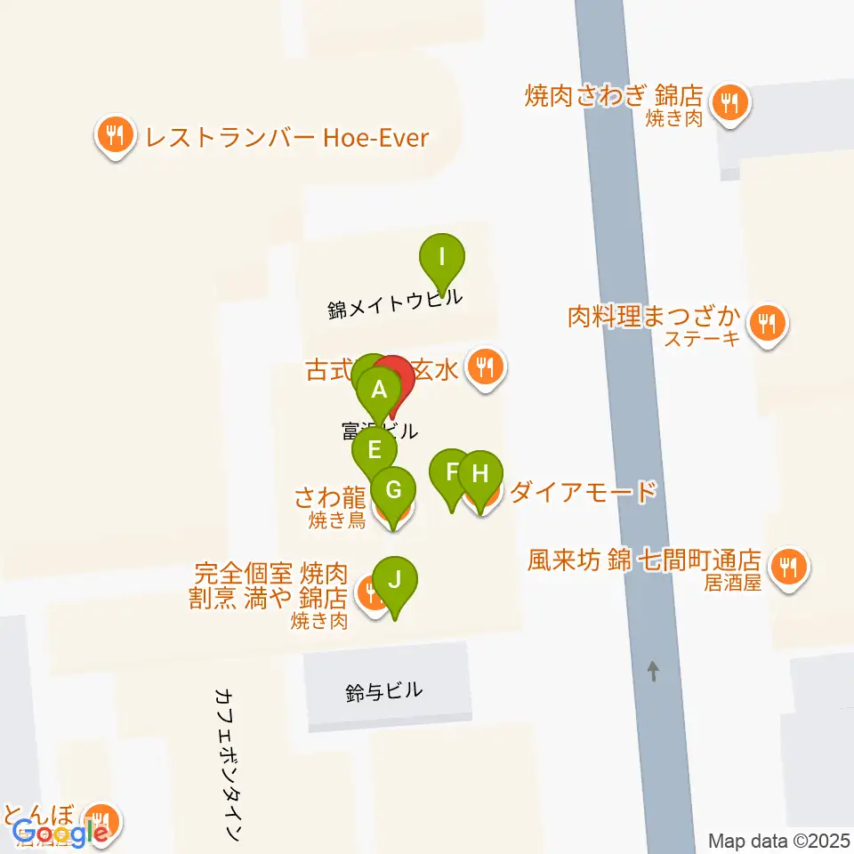 SoundBar JAP周辺のファミレス・ファーストフード一覧地図
