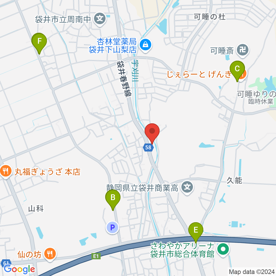 袋井マムゼル周辺のファミレス・ファーストフード一覧地図