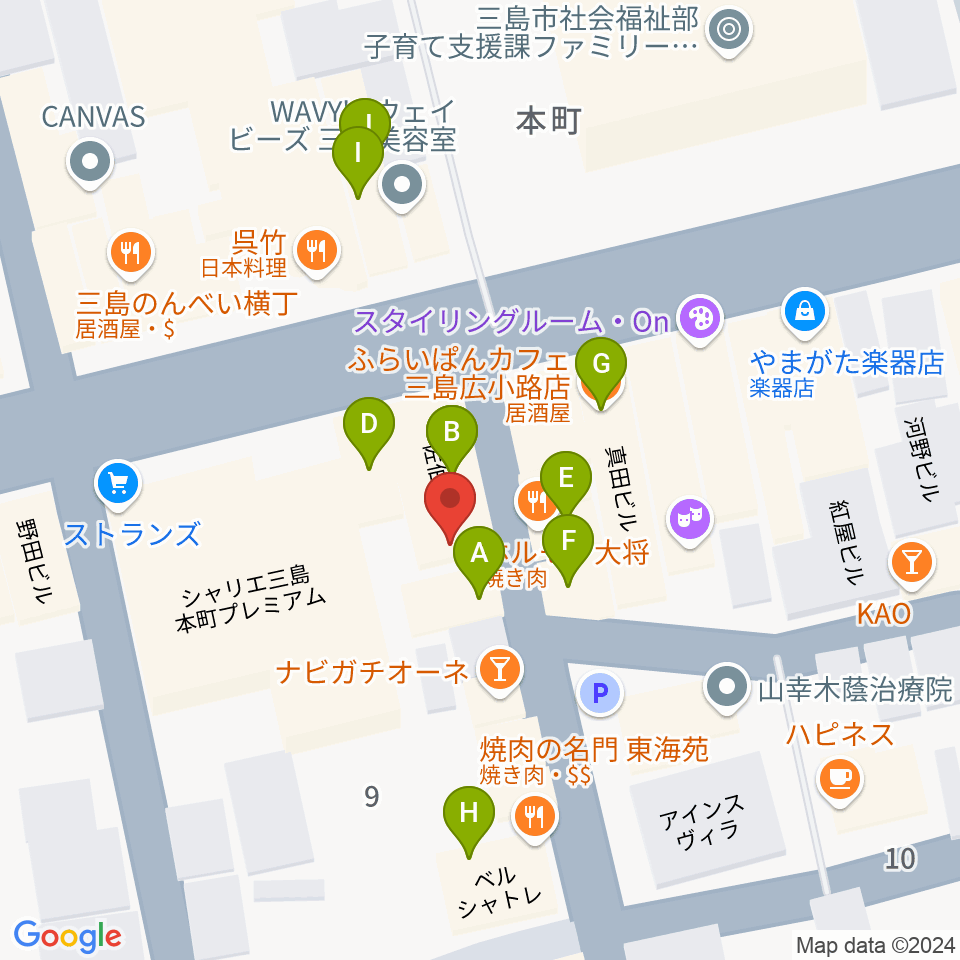 三島afterBeat周辺のファミレス・ファーストフード一覧地図