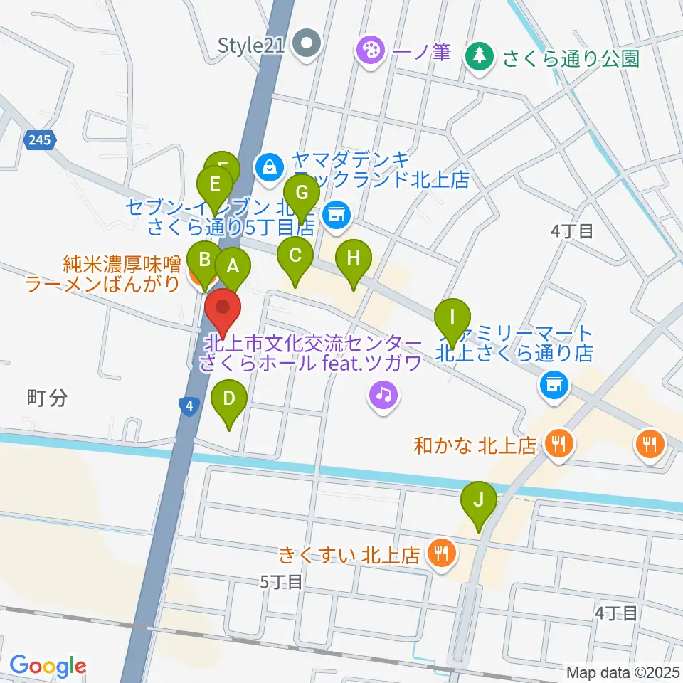 北上正時堂ハーモニーセンター周辺のファミレス・ファーストフード一覧地図
