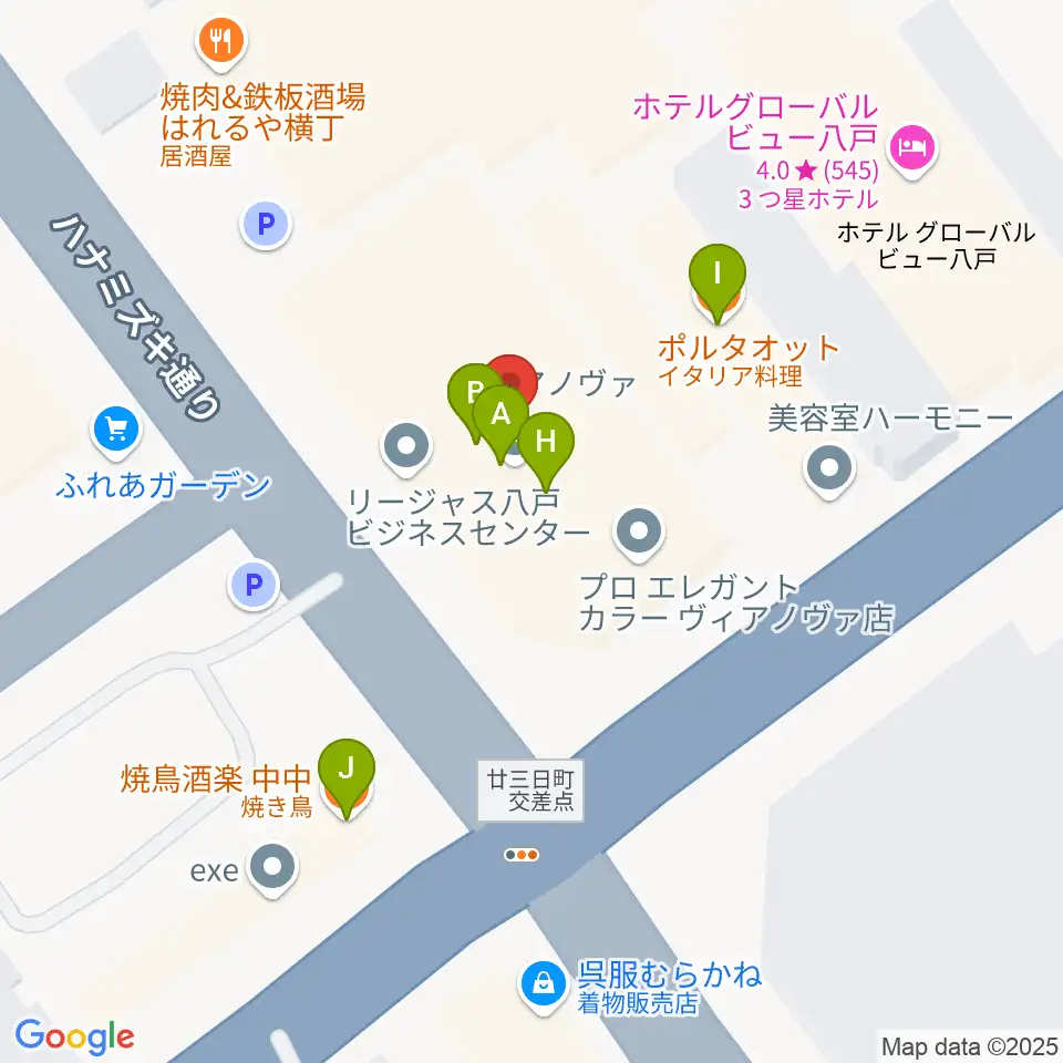 カワイ八戸ショップ周辺のファミレス・ファーストフード一覧地図