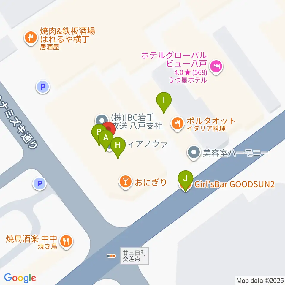 カワイ八戸ショップ周辺のファミレス・ファーストフード一覧地図
