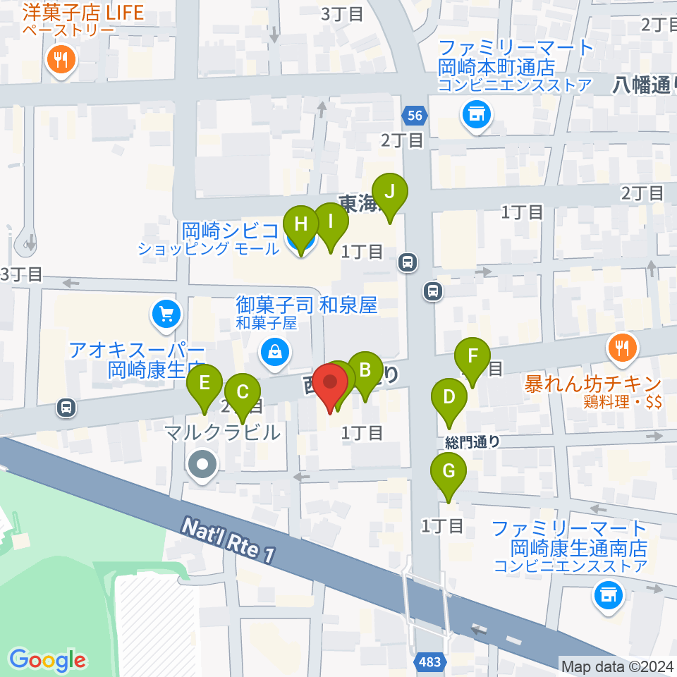 ひかりのラウンジ周辺のファミレス・ファーストフード一覧地図