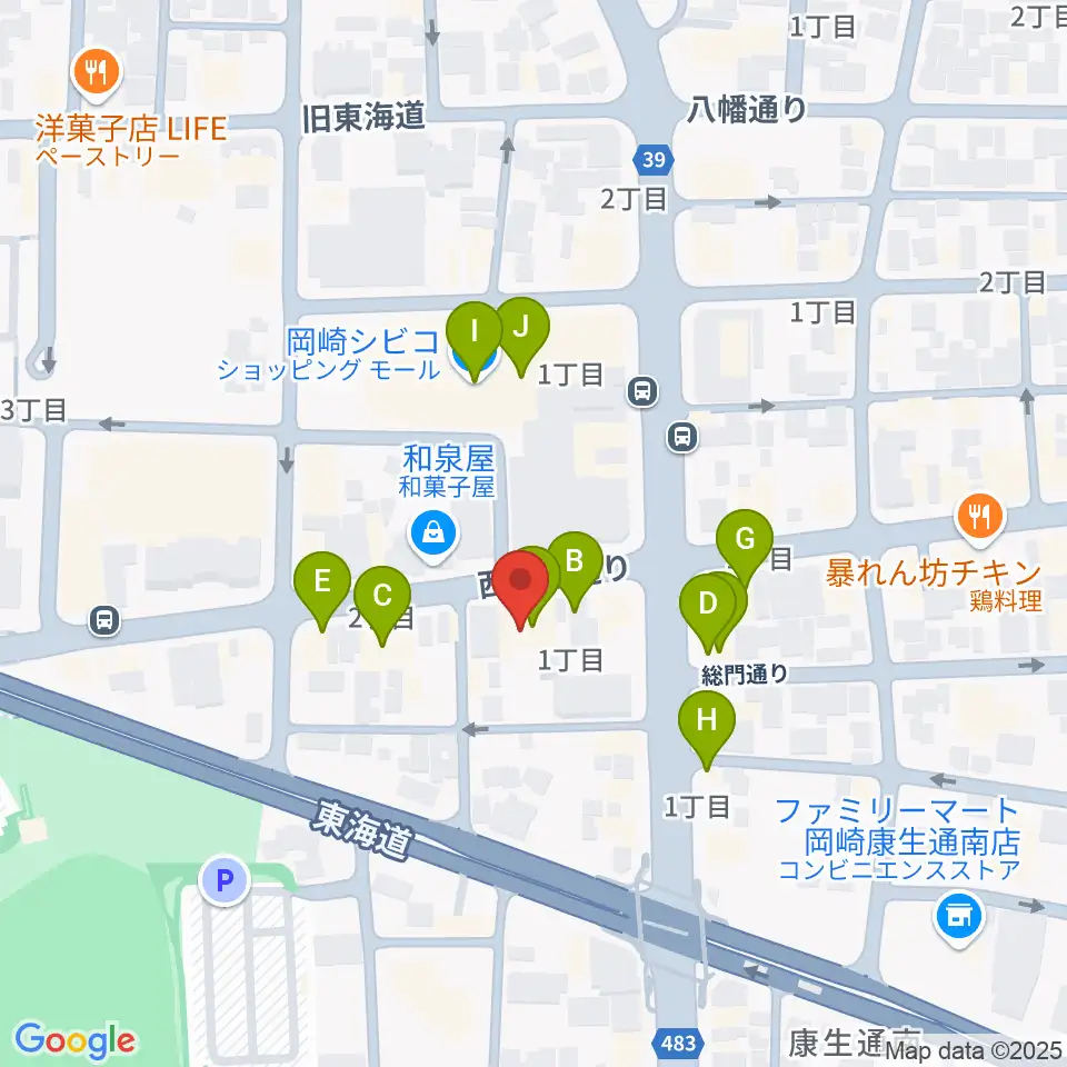 ひかりのラウンジ周辺のファミレス・ファーストフード一覧地図