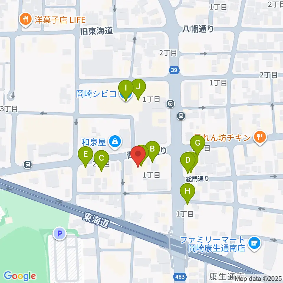 ひかりのラウンジ周辺のファミレス・ファーストフード一覧地図