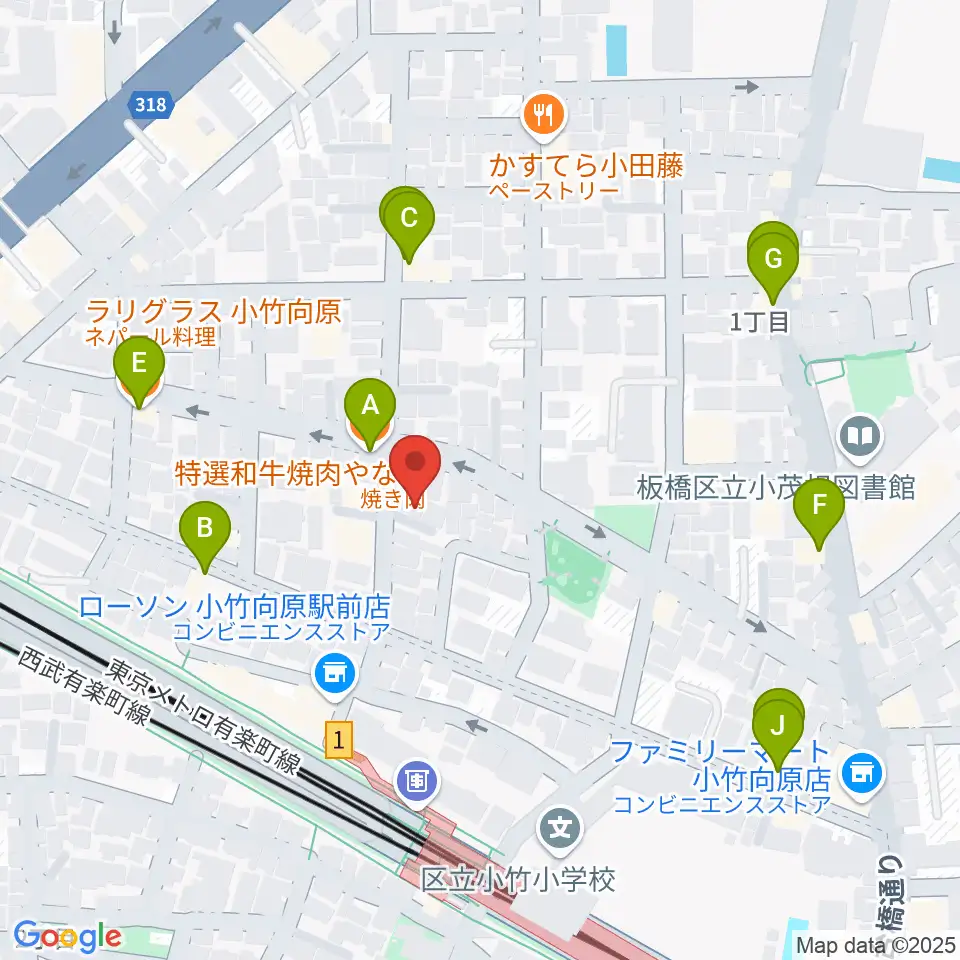 音楽教室ソラーレ小竹向原教室周辺のファミレス・ファーストフード一覧地図
