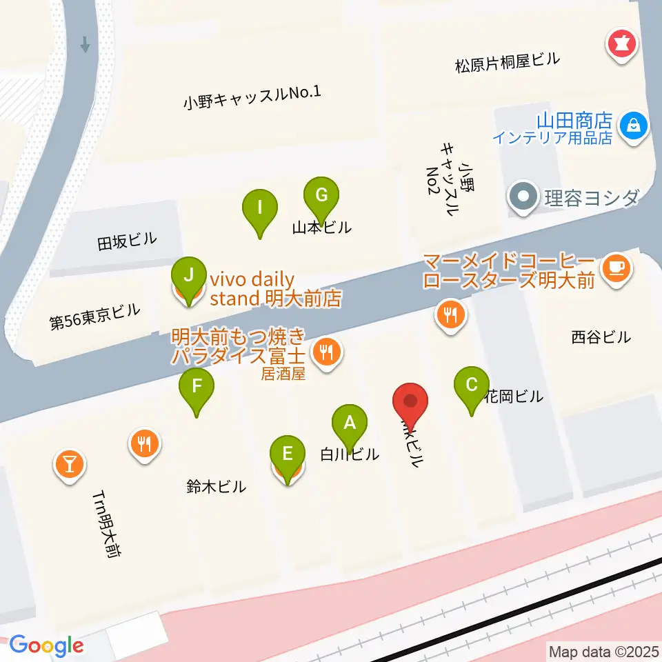 ガードアイランドスタジオ明大前店周辺のファミレス・ファーストフード一覧地図