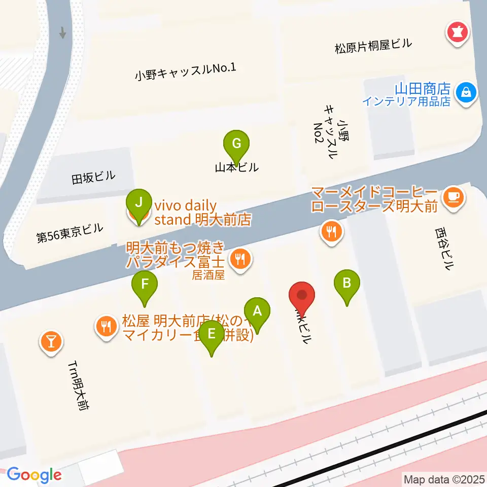 ガードアイランドスタジオ明大前店周辺のファミレス・ファーストフード一覧地図