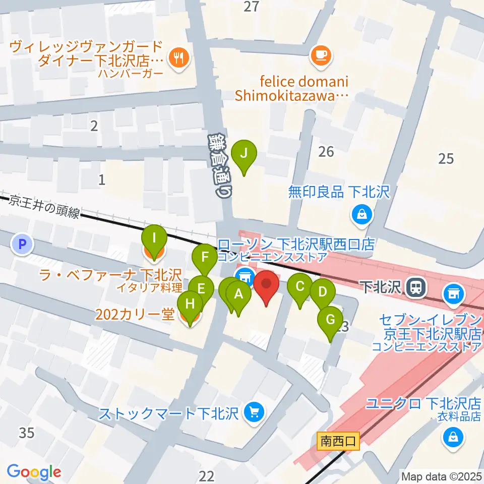 ガードアイランドスタジオ下北沢WEST周辺のファミレス・ファーストフード一覧地図