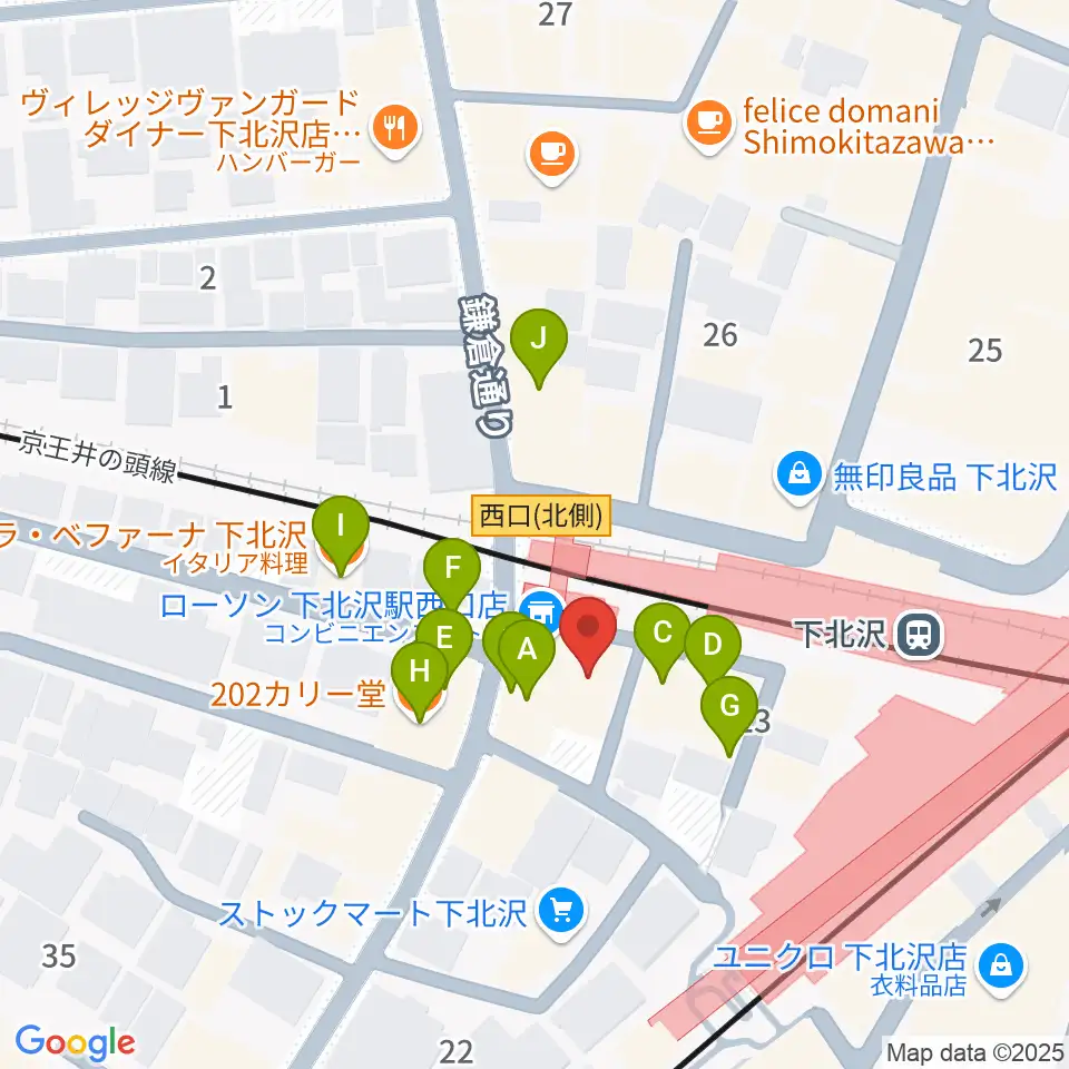 ガードアイランドスタジオ下北沢WEST周辺のファミレス・ファーストフード一覧地図