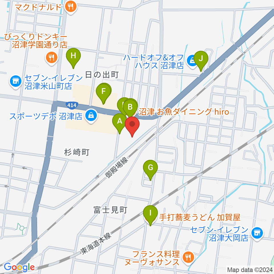 I.N.B record周辺のファミレス・ファーストフード一覧地図