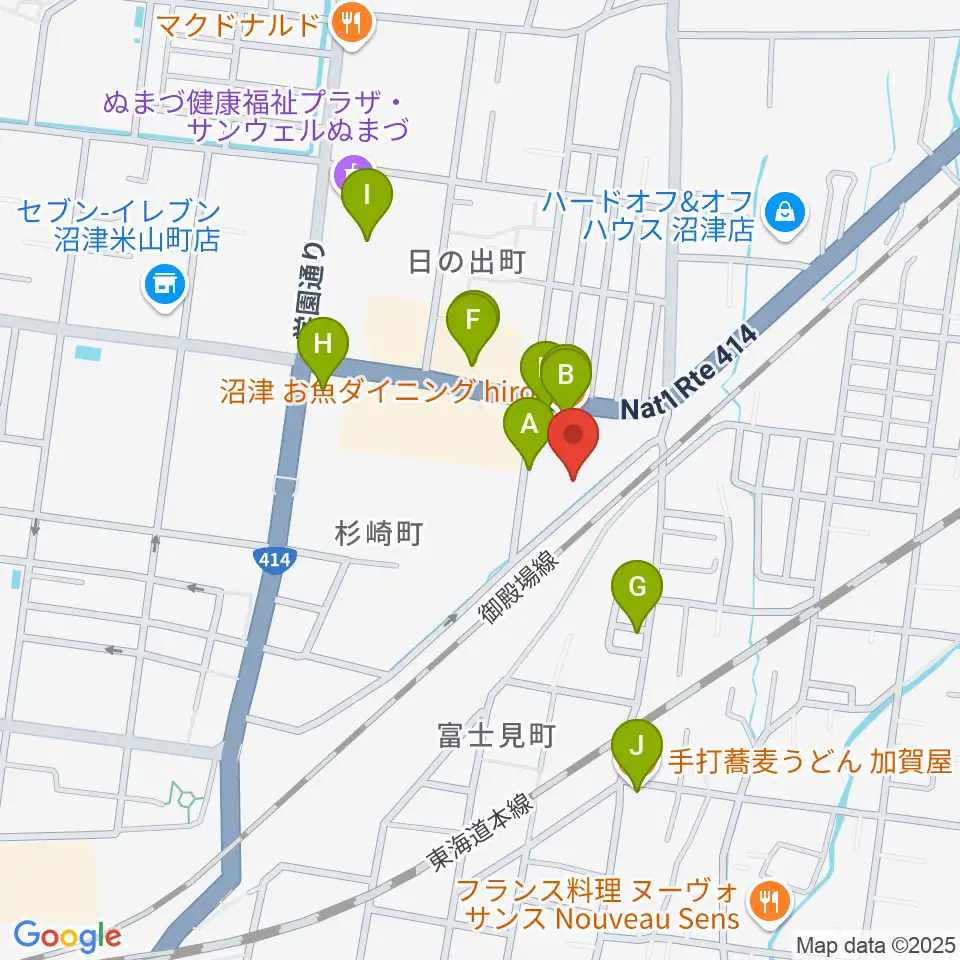 I.N.B record周辺のファミレス・ファーストフード一覧地図