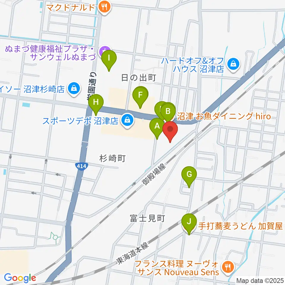 I.N.B record周辺のファミレス・ファーストフード一覧地図