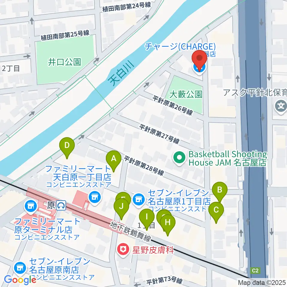 スタジオチャージ周辺のファミレス・ファーストフード一覧地図