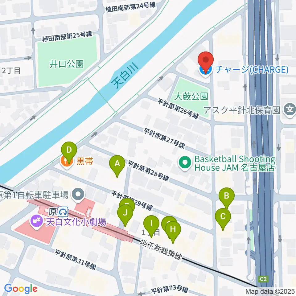 スタジオチャージ周辺のファミレス・ファーストフード一覧地図