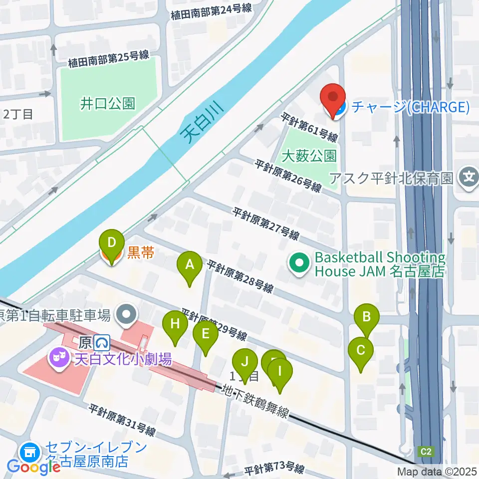 スタジオチャージ周辺のファミレス・ファーストフード一覧地図